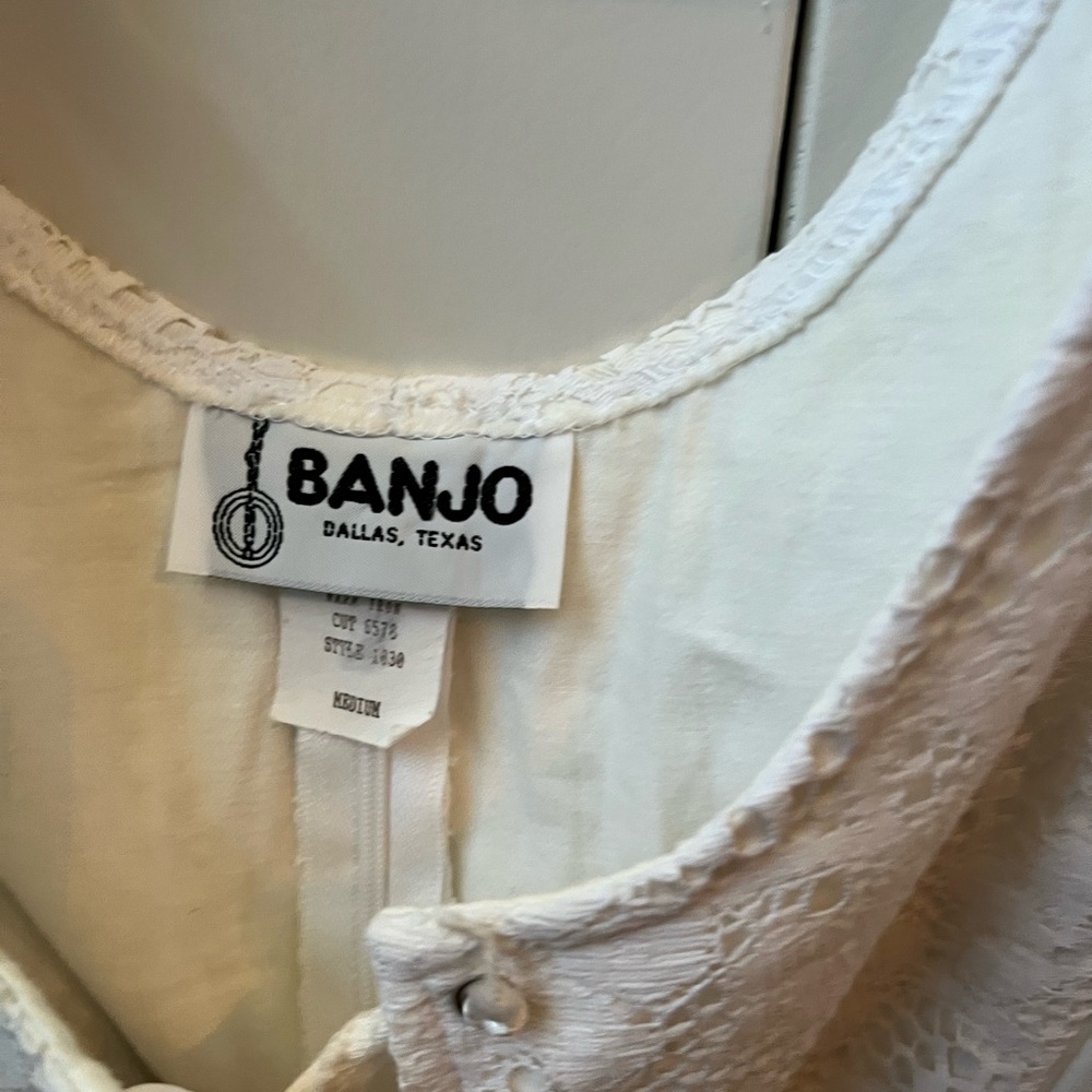 Banjo White Lace-Up Crop Top - Picture 3 of 6